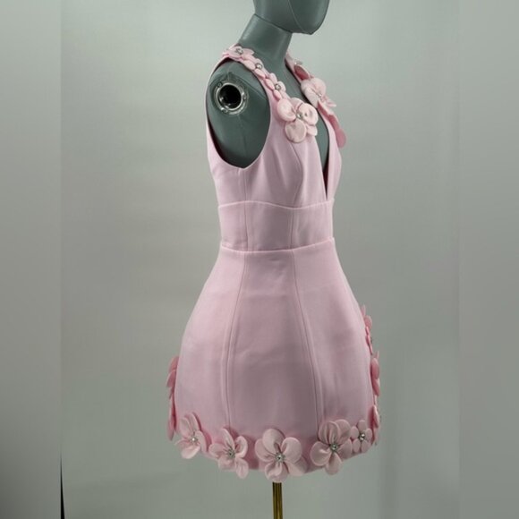 🆕 BRONX & BANCO 🧿 NWOT Estelle Floral Mini Dress, Blush Pink - Sz L US 8 - Picture 6 of 17